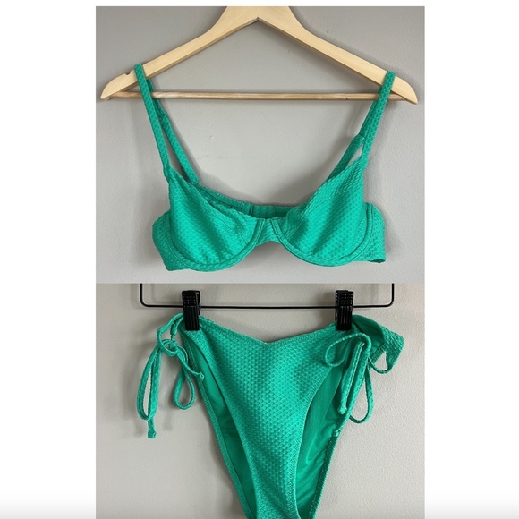 aerie Other - AERIE | Green Waffle Bikini Set